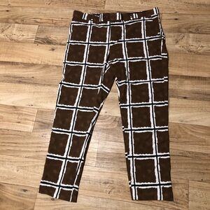Size 38 brown, white, black plaid/strip dress pants